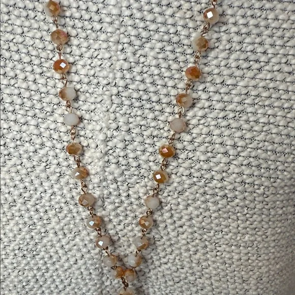 Beige & Cream Tassel Necklace - Picture 3 of 4